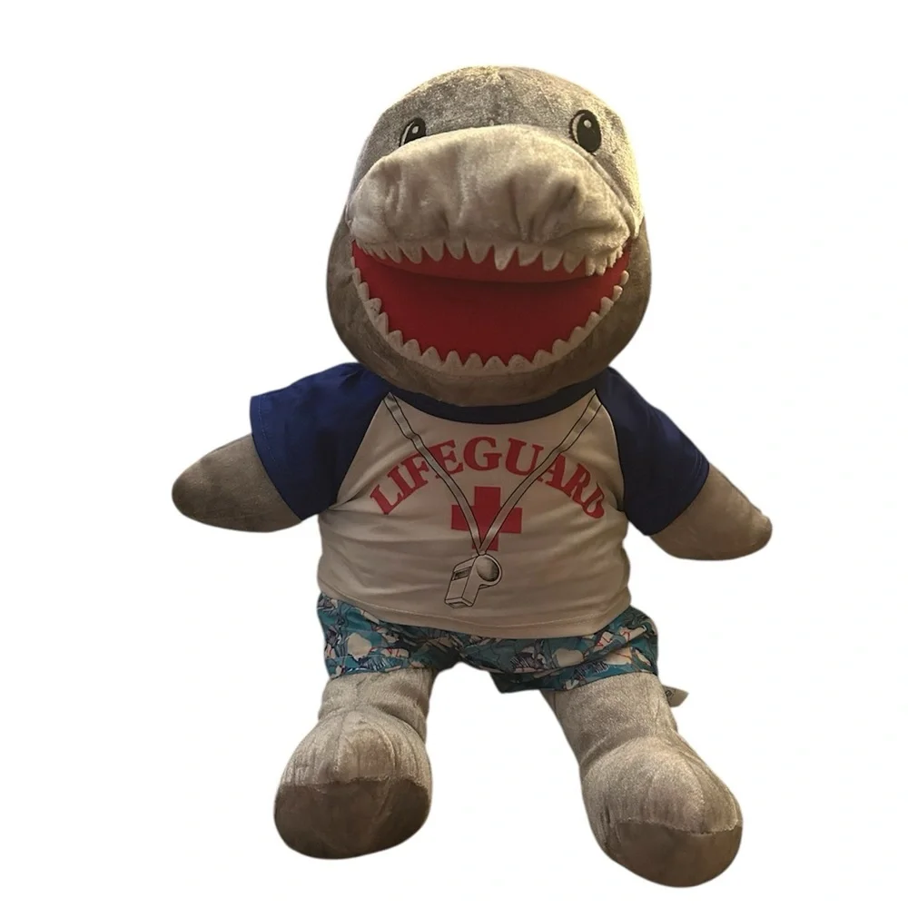 Gray Shark Plush Toy with Blue Shirt - Picture 1 of 2